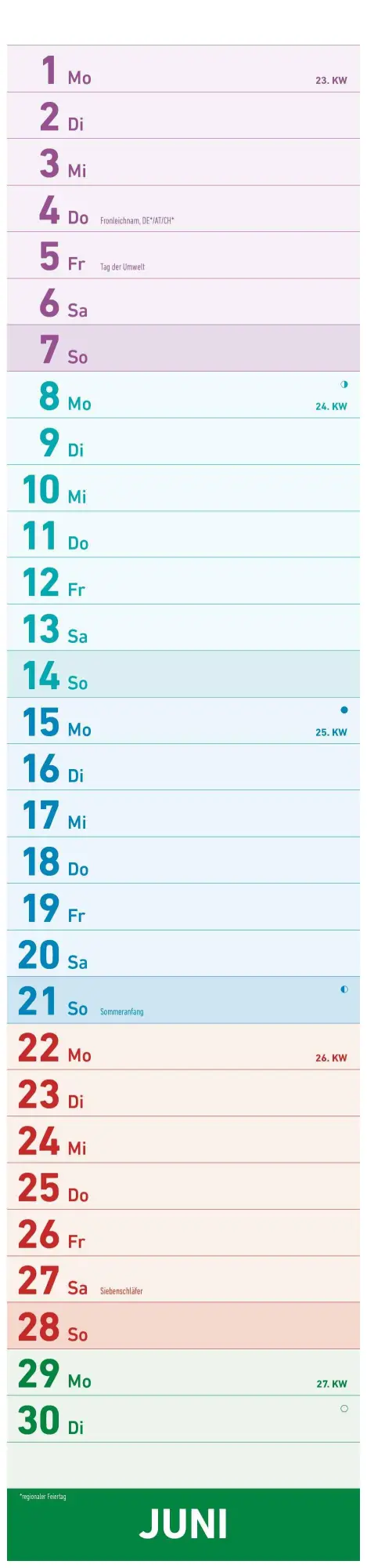 Bild: 4069095005907 | Megaplaner 2026 - Streifen-Kalender 15x64 cm - mit Ferienterminen -...