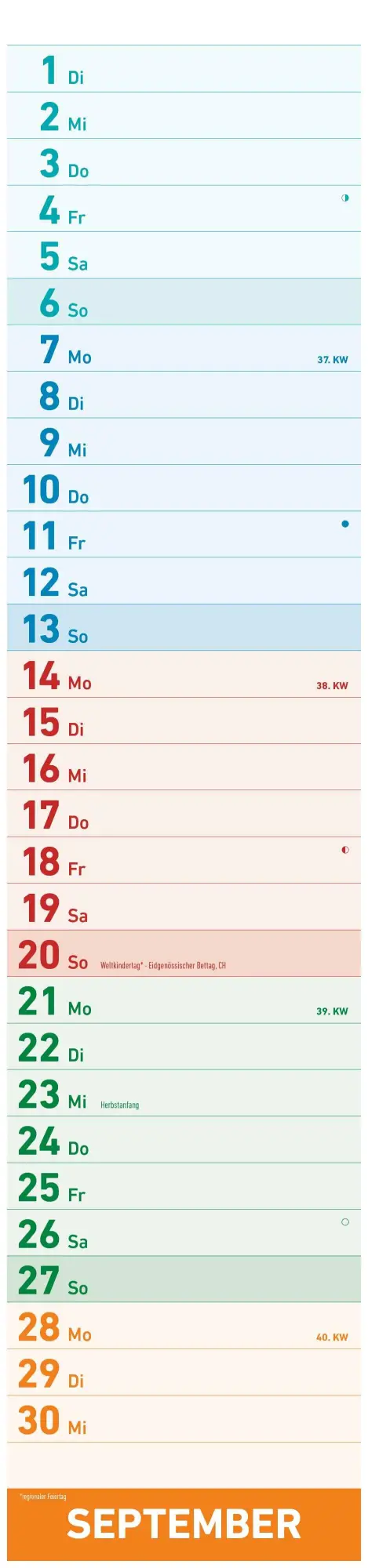 Bild: 4069095005907 | Megaplaner 2026 - Streifen-Kalender 15x64 cm - mit Ferienterminen -...