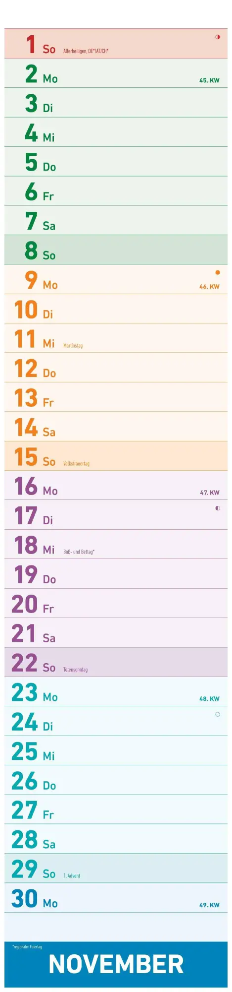 Bild: 4069095005907 | Megaplaner 2026 - Streifen-Kalender 15x64 cm - mit Ferienterminen -...