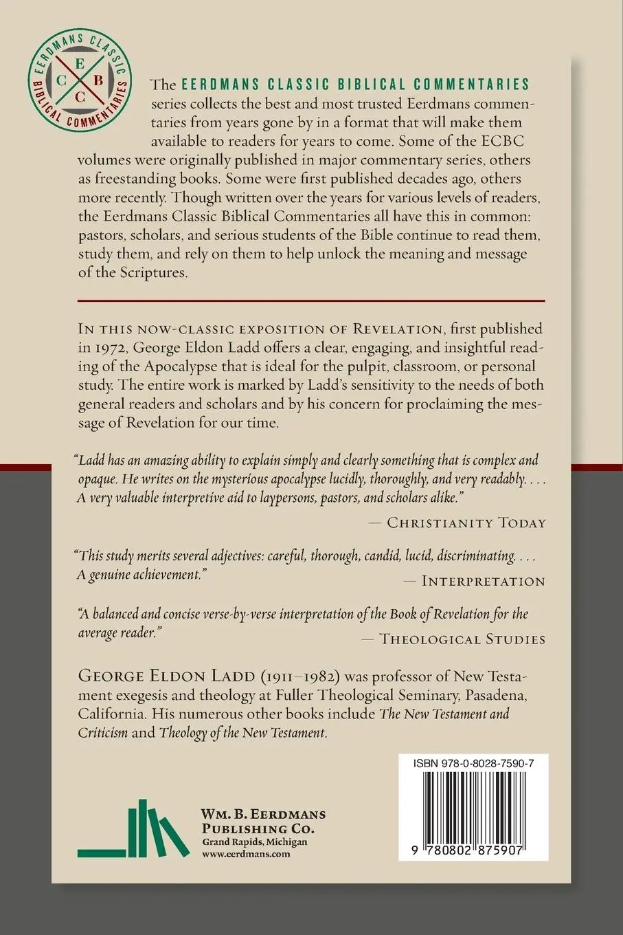 Rückseite: 9780802875907 | Commentary on the Revelation of John | George Eldon Ladd | Taschenbuch