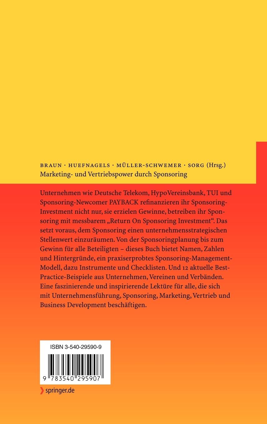 Rückseite: 9783540295907 | Marketing- und Vertriebspower durch Sponsoring | Karl Braun (u. a.)
