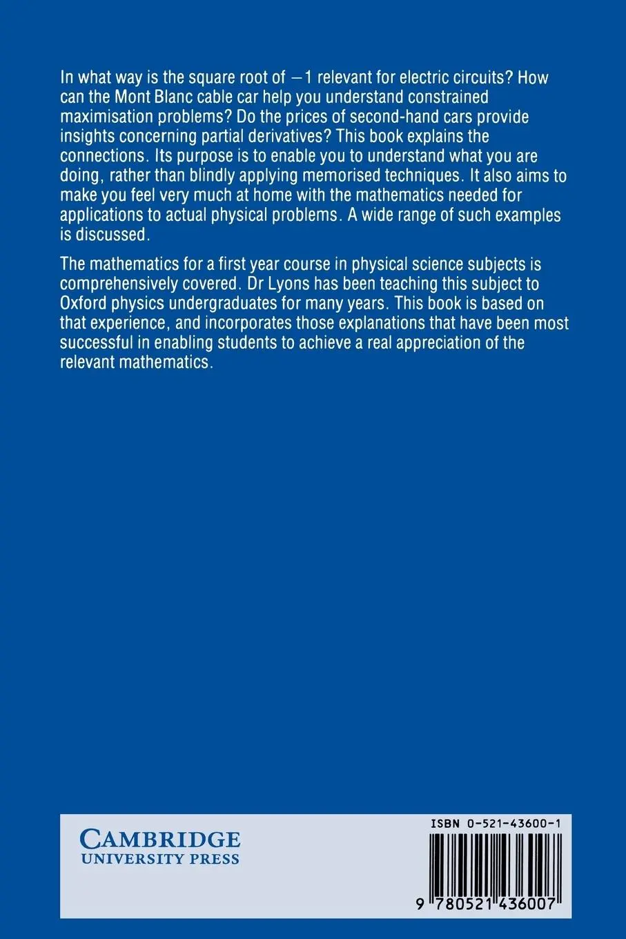 Rückseite: 9780521436007 | All You Wanted to Know about Mathematics But Were Afraid to Ask | Buch