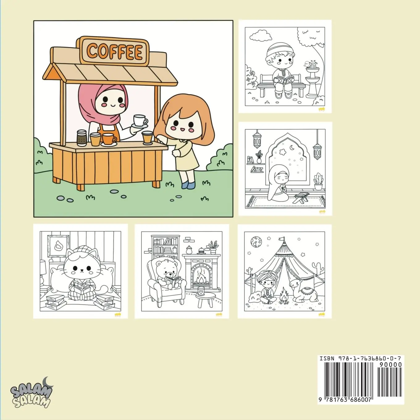 Rückseite: 9781763686007 | Salam Salam - Cozy Islamic Scenes - Cute &amp; Cozy Coloring Book for...