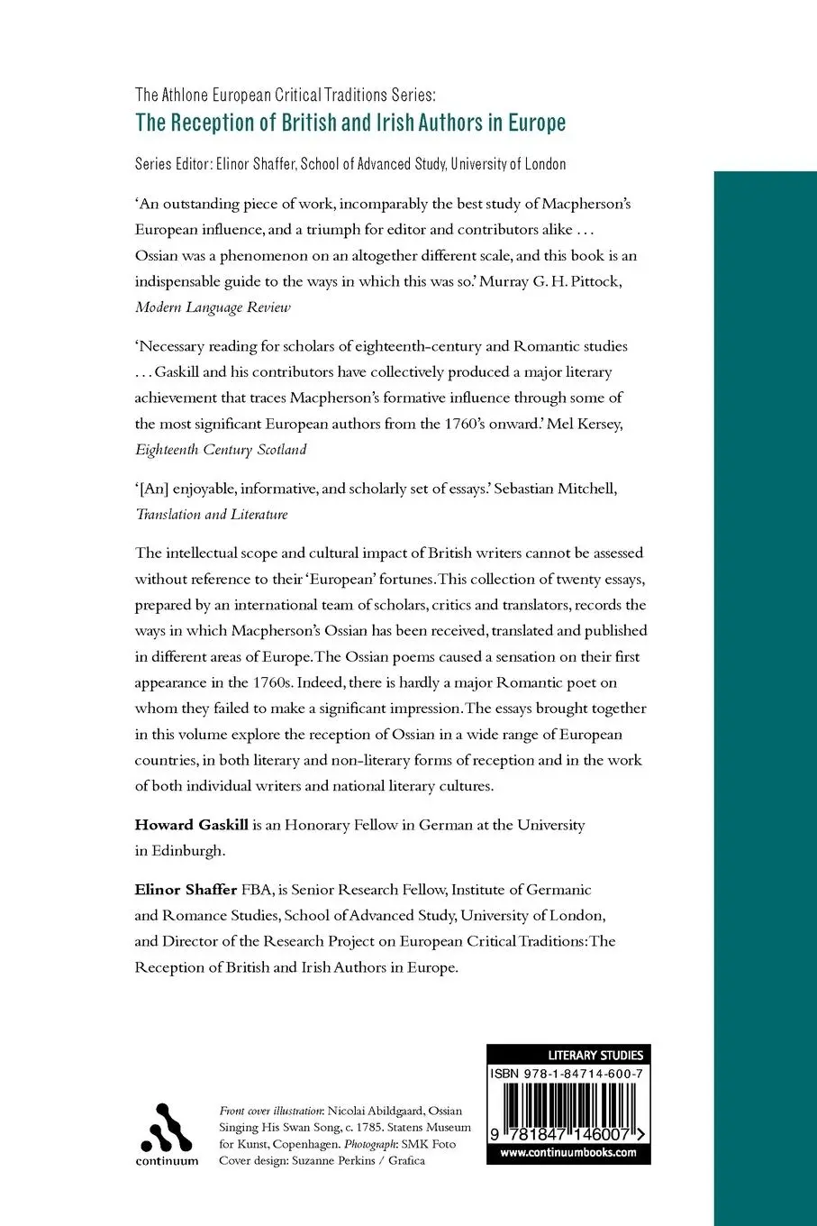 Rückseite: 9781847146007 | The Reception of Ossian in Europe | Howard Gaskill | Taschenbuch