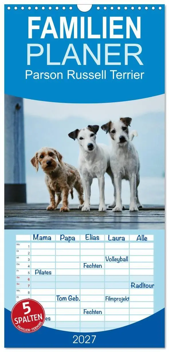 Cover: 9783594336007 | Familienplaner 2027 - Parson Russell Terrier mit 5 Spalten...