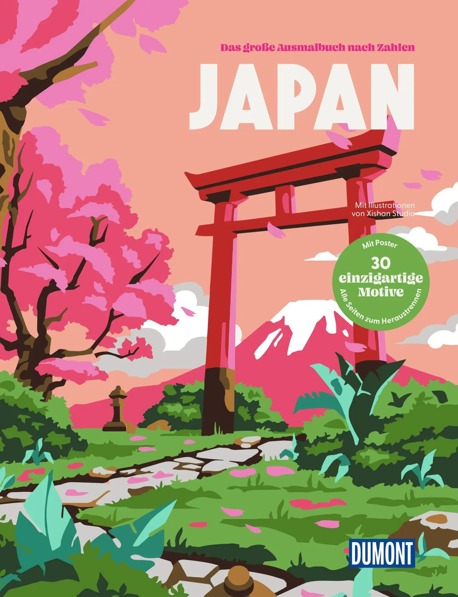 Cover: 9783616036007 | Japan - Das große Ausmalbuch nach Zahlen | Shanshan Zhu (u. a.) | Buch