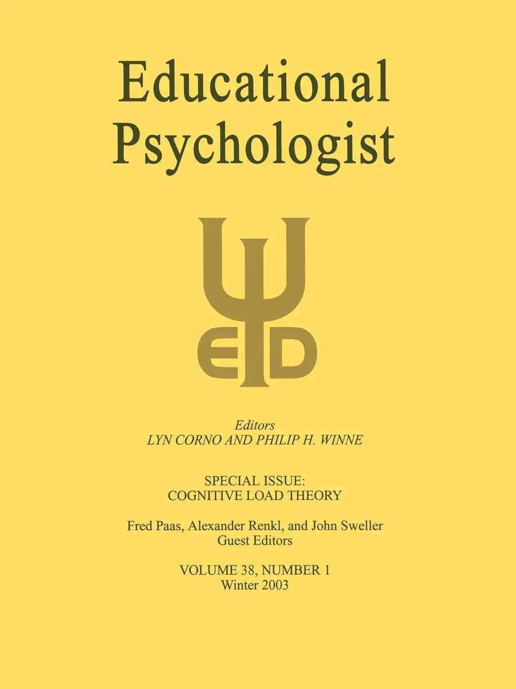 Cover: 9780805896107 | Cognitive Load Theory | A Special Issue of educational Psychologist