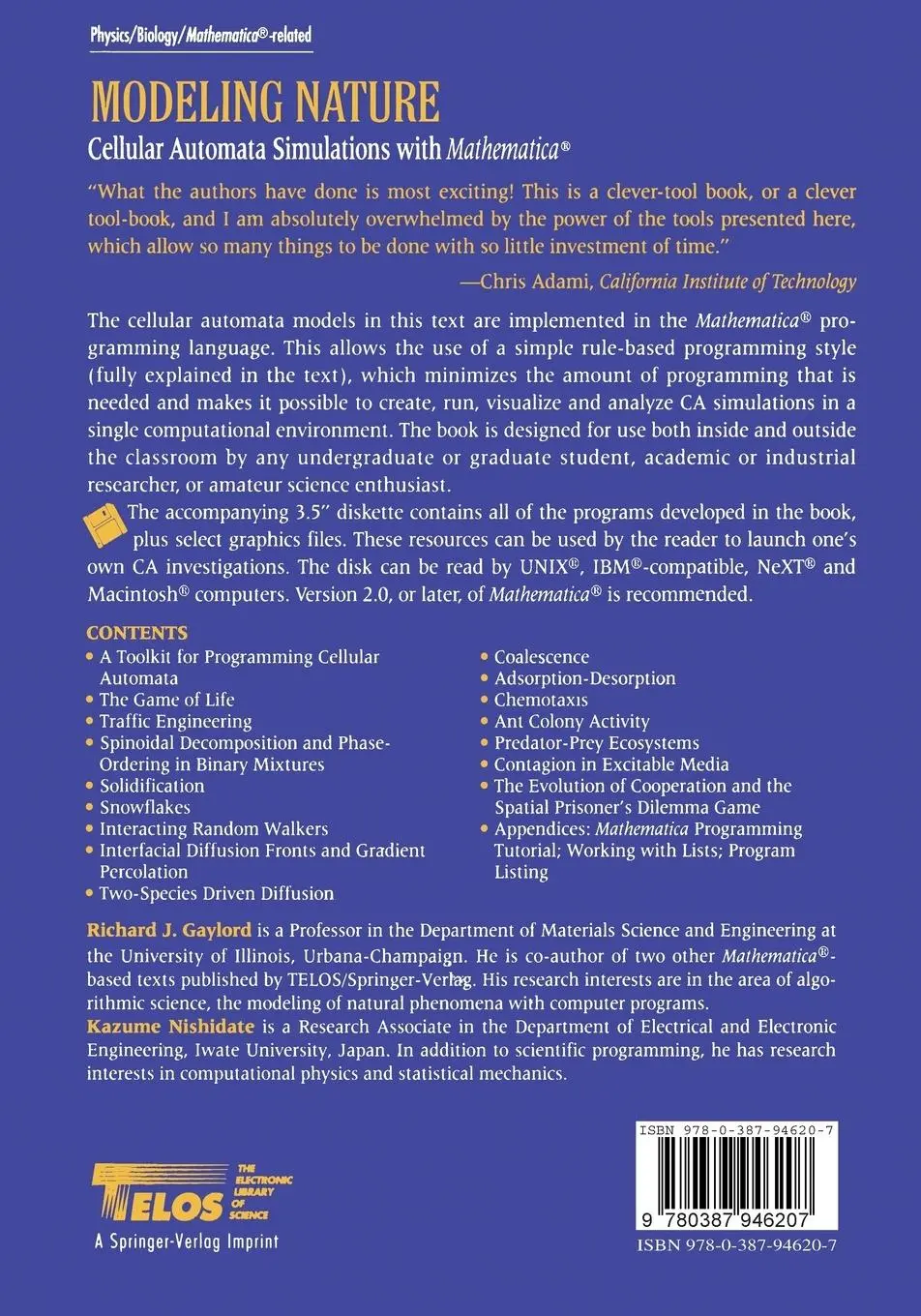 Rückseite: 9780387946207 | Modeling Nature | Cellular Automata Simulations with Mathematica®