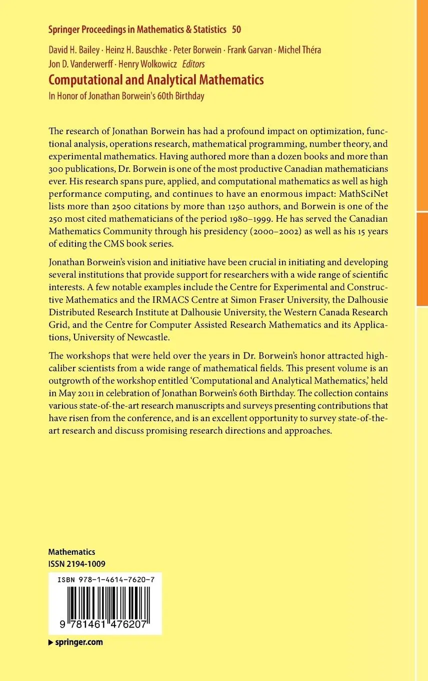 Rückseite: 9781461476207 | Computational and Analytical Mathematics | David H. Bailey (u. a.)