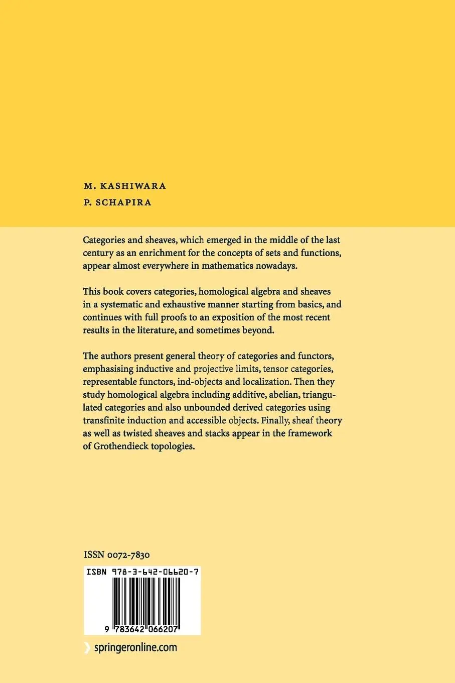 Rückseite: 9783642066207 | Categories and Sheaves | Pierre Schapira (u. a.) | Taschenbuch | x