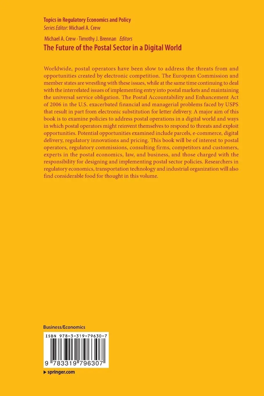 Rückseite: 9783319796307 | The Future of the Postal Sector in a Digital World | Brennan (u. a.)