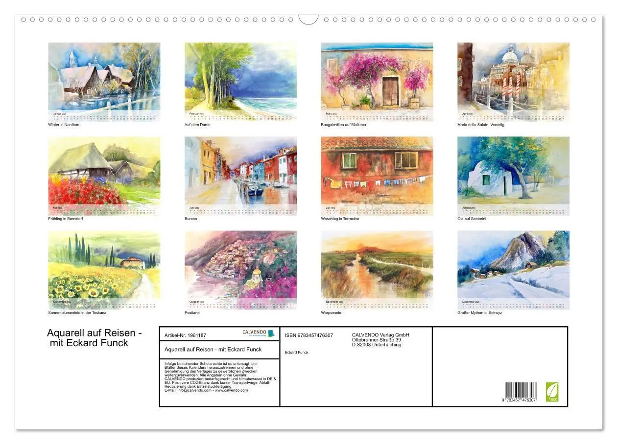 Bild: 9783457476307 | Aquarell auf Reisen - mit Eckard Funck (Wandkalender 2026 DIN A2...