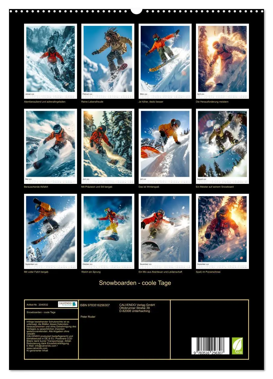 Bild: 9783516256307 | Snowboarden - coole Tage (hochwertiger Premium Wandkalender 2026...