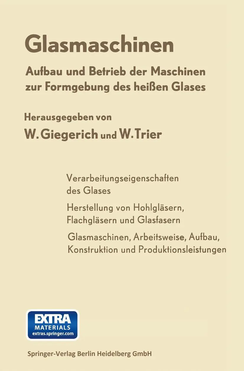 Cover: 9783662236307 | Glasmaschinen | H. Albrecht | Taschenbuch | xii | Deutsch | Springer