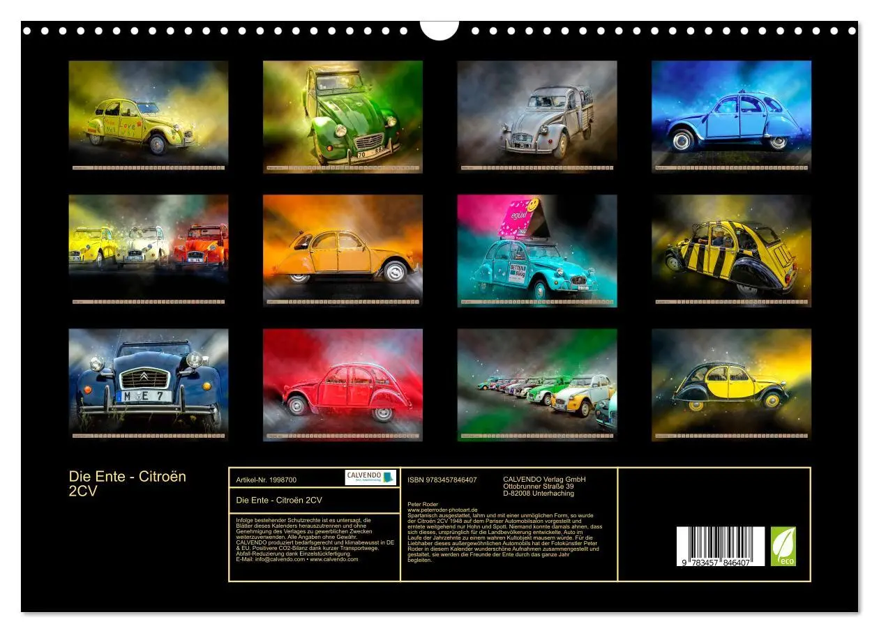 Bild: 9783457846407 | Die Ente - Citroën 2CV (Wandkalender 2026 DIN A3 quer), CALVENDO...