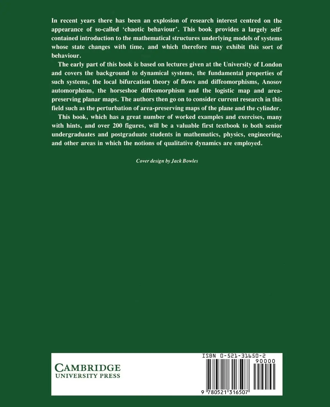 Rückseite: 9780521316507 | An Introduction to Dynamical Systems | D. K. Arrowsmith (u. a.) | Buch
