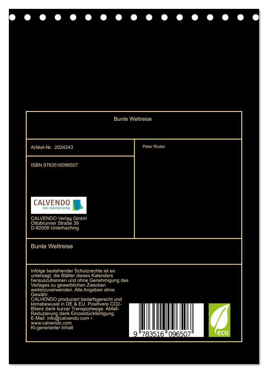 Bild: 9783516096507 | Bunte Weltreise (Tischkalender 2026 DIN A5 hoch), CALVENDO...