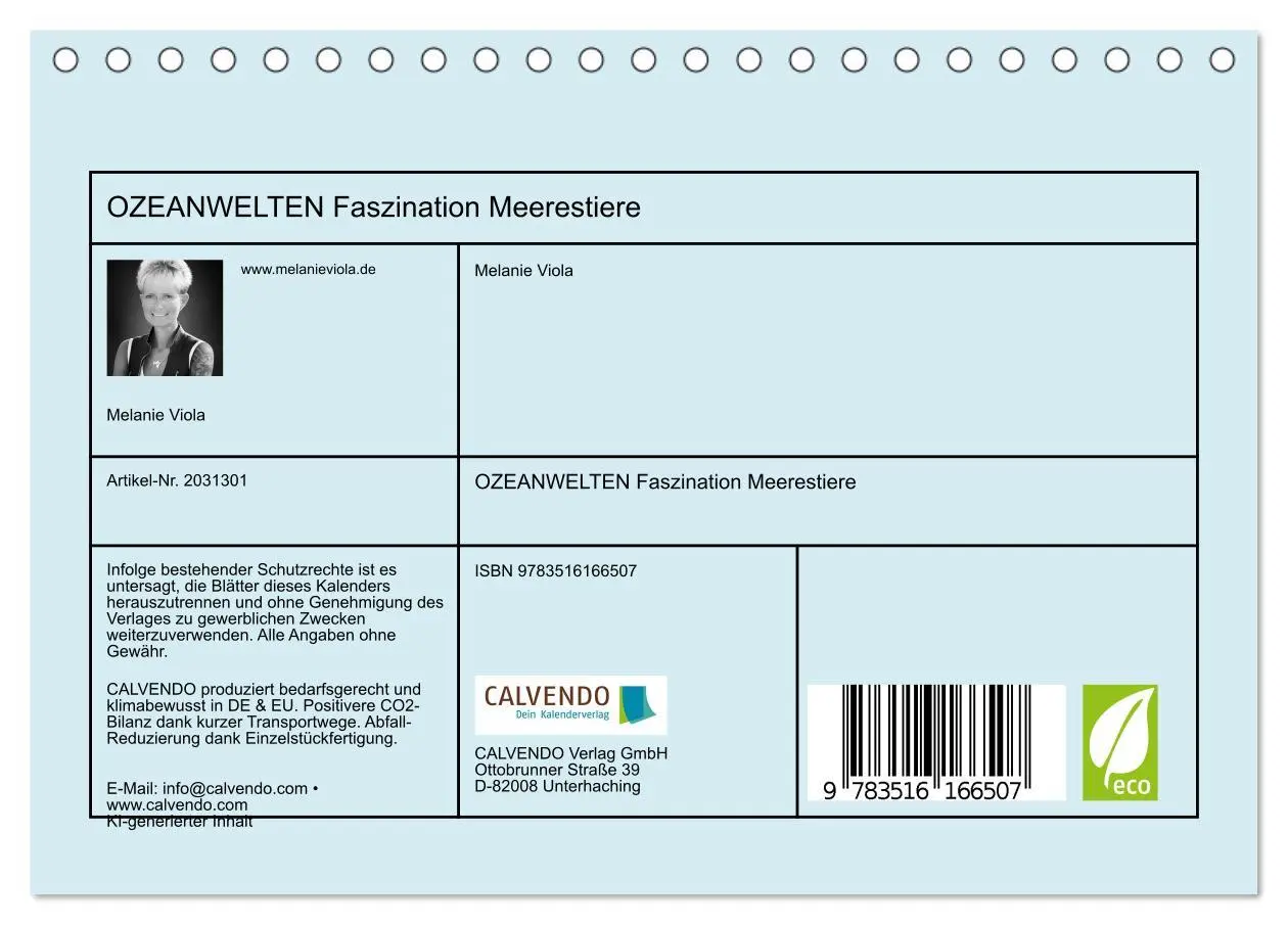 Bild: 9783516166507 | OZEANWELTEN Faszination Meerestiere (Tischkalender 2026 DIN A5...