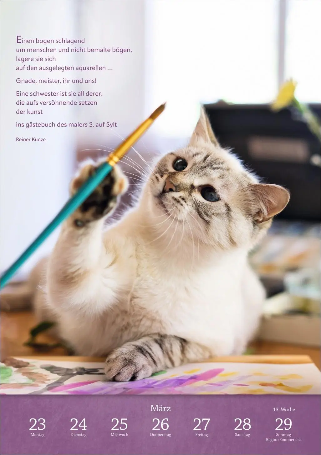 Bild: 9783840036507 | Literaturkalender Katzen Wochen-Kulturkalender 2026 | Harenberg | 2026