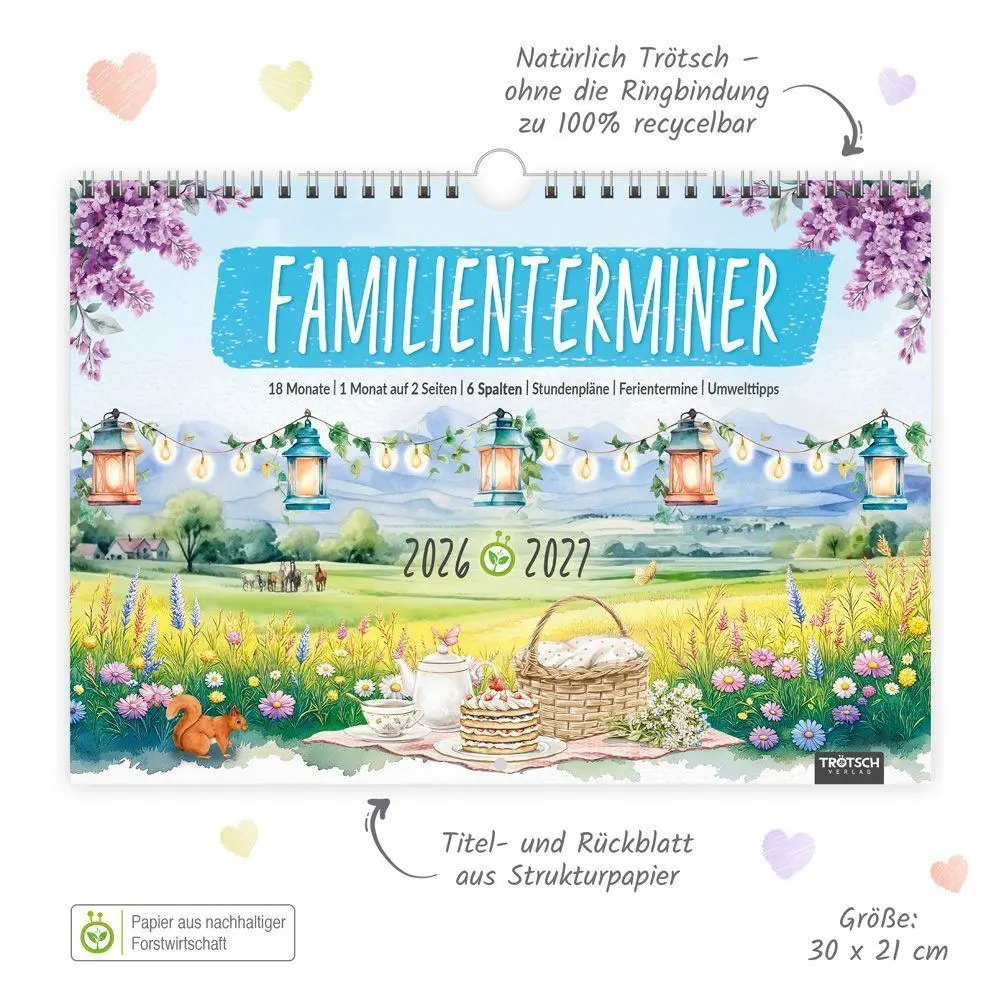 Bild: 9783988026507 | TRÖTSCH - Familienterminer Landgrüße für 18 Monate 2026/2027 | KG