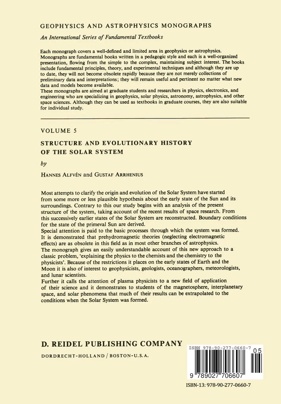 Rückseite: 9789027706607 | Structure and Evolutionary History of the Solar System | Taschenbuch