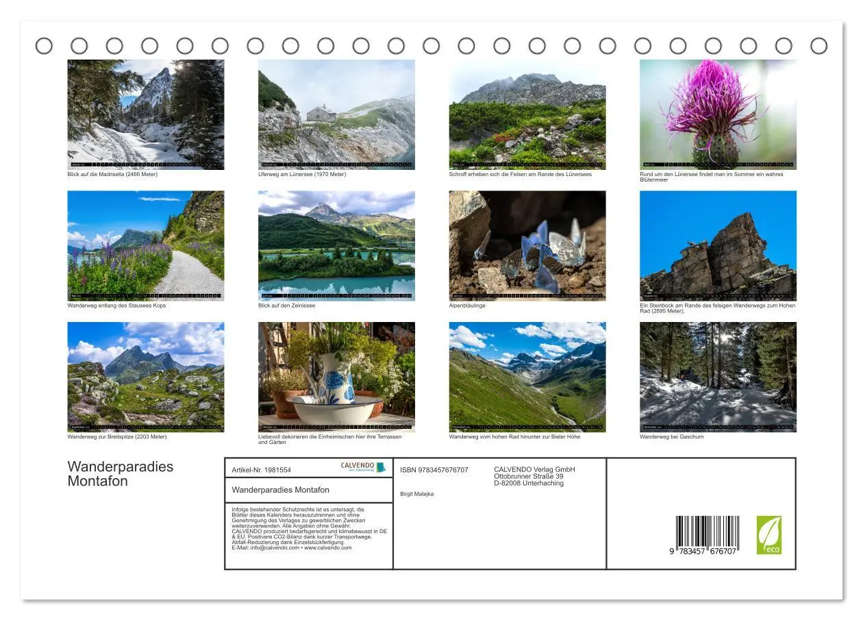 Bild: 9783457676707 | Wanderparadies Montafon (Tischkalender 2026 DIN A5 quer), CALVENDO...