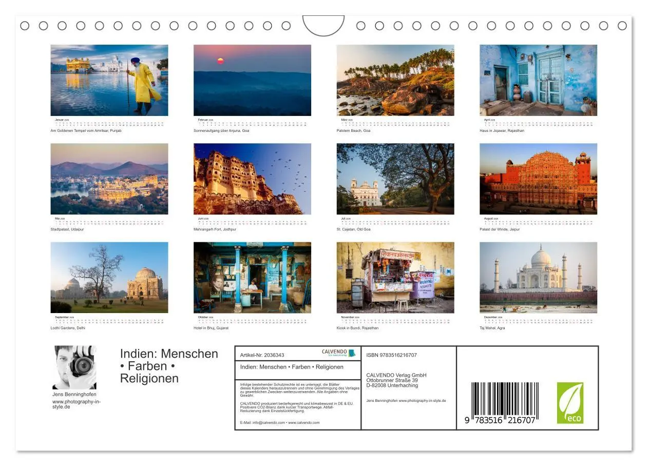 Bild: 9783516216707 | Indien: Menschen ¿ Farben ¿ Religionen (Wandkalender 2026 DIN A4...