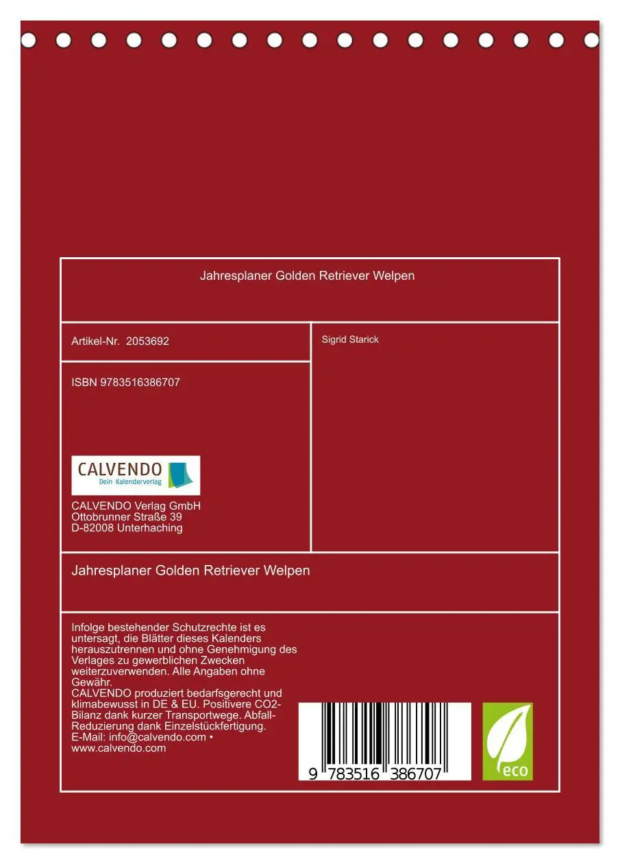 Bild: 9783516386707 | Jahresplaner Golden Retriever Welpen (Tischkalender 2026 DIN A5...