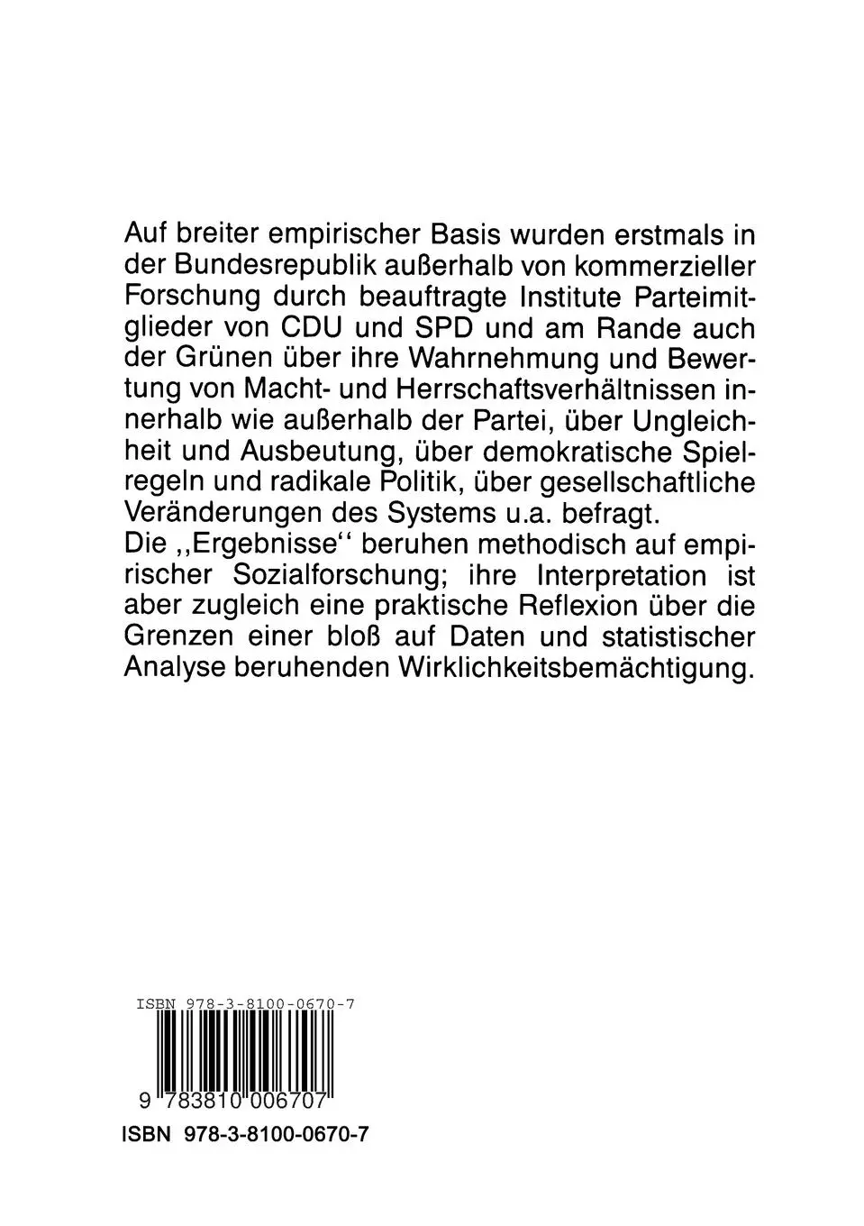Rückseite: 9783810006707 | Parteimitglieder | Michael Th. Greven | Taschenbuch | 246 S. | Deutsch