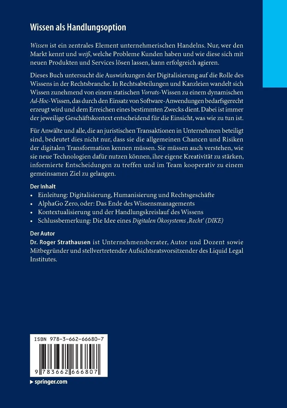 Rückseite: 9783662666807 | Wissen als Handlungsoption | Roger Strathausen | Taschenbuch | XIV