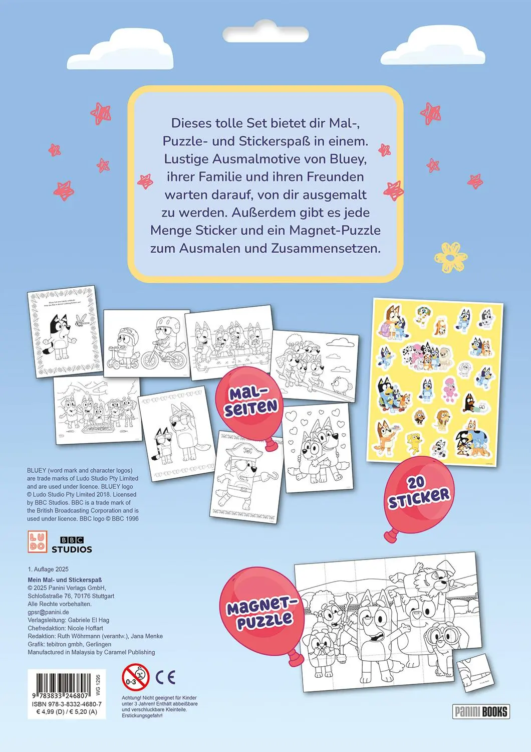 Rückseite: 9783833246807 | Bluey: Mein Mal- und Stickerspaß | Panini | Taschenbuch | 20 S. | 2025