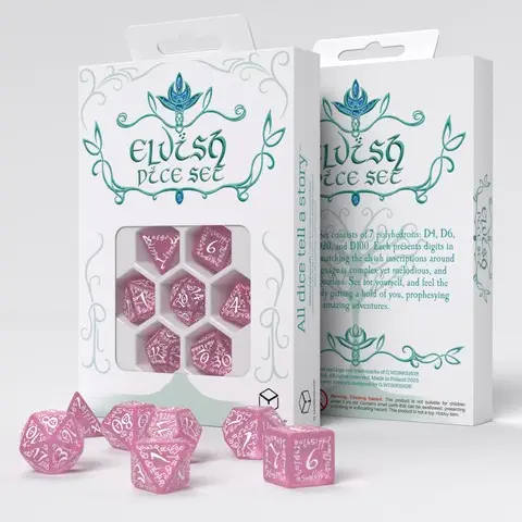 Cover: 5907699496907 | Elvish Shimmering pink &amp; White Dice Set | Q-Workshop