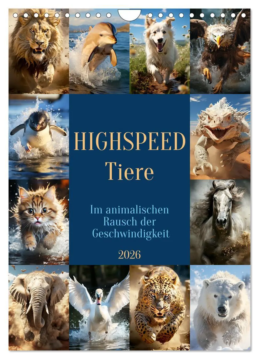 Cover: 9783516296907 | Highspeed Tiere (Wandkalender 2026 DIN A4 hoch), CALVENDO...