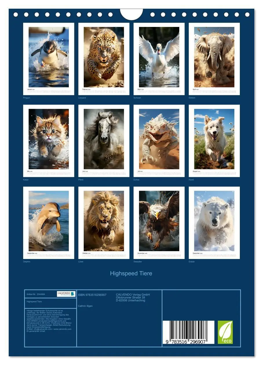 Bild: 9783516296907 | Highspeed Tiere (Wandkalender 2026 DIN A4 hoch), CALVENDO...