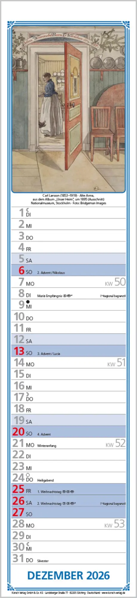 Bild: 9783731886907 | Hildes Küchenplaner 2026 | Langplaner | Verlag Korsch | Kalender