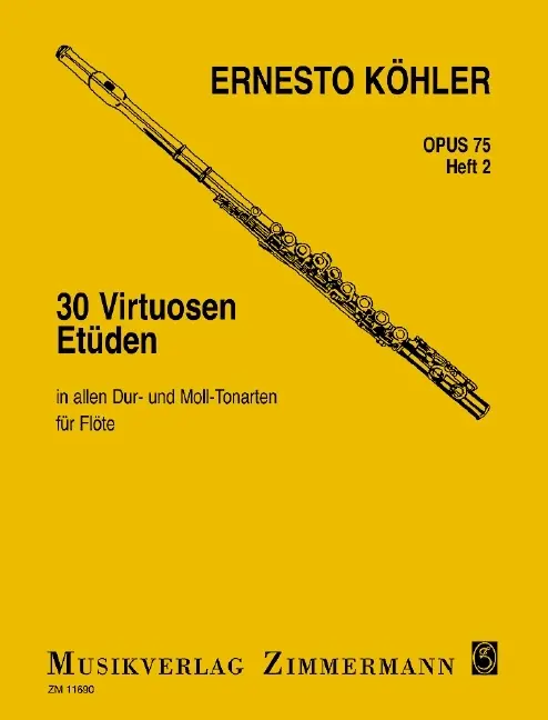 Cover: 9790010116907 | 30 Virtuoso Studies Op.75 For Flute - Book 2 | Heft 2. op. 75. Flöte.