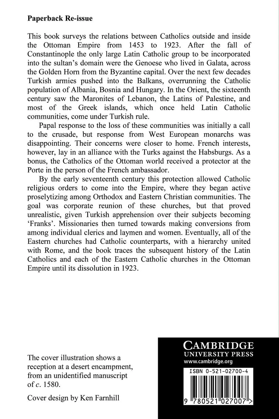 Rückseite: 9780521027007 | Catholics and Sultans | The Church and the Ottoman Empire 1453 1923