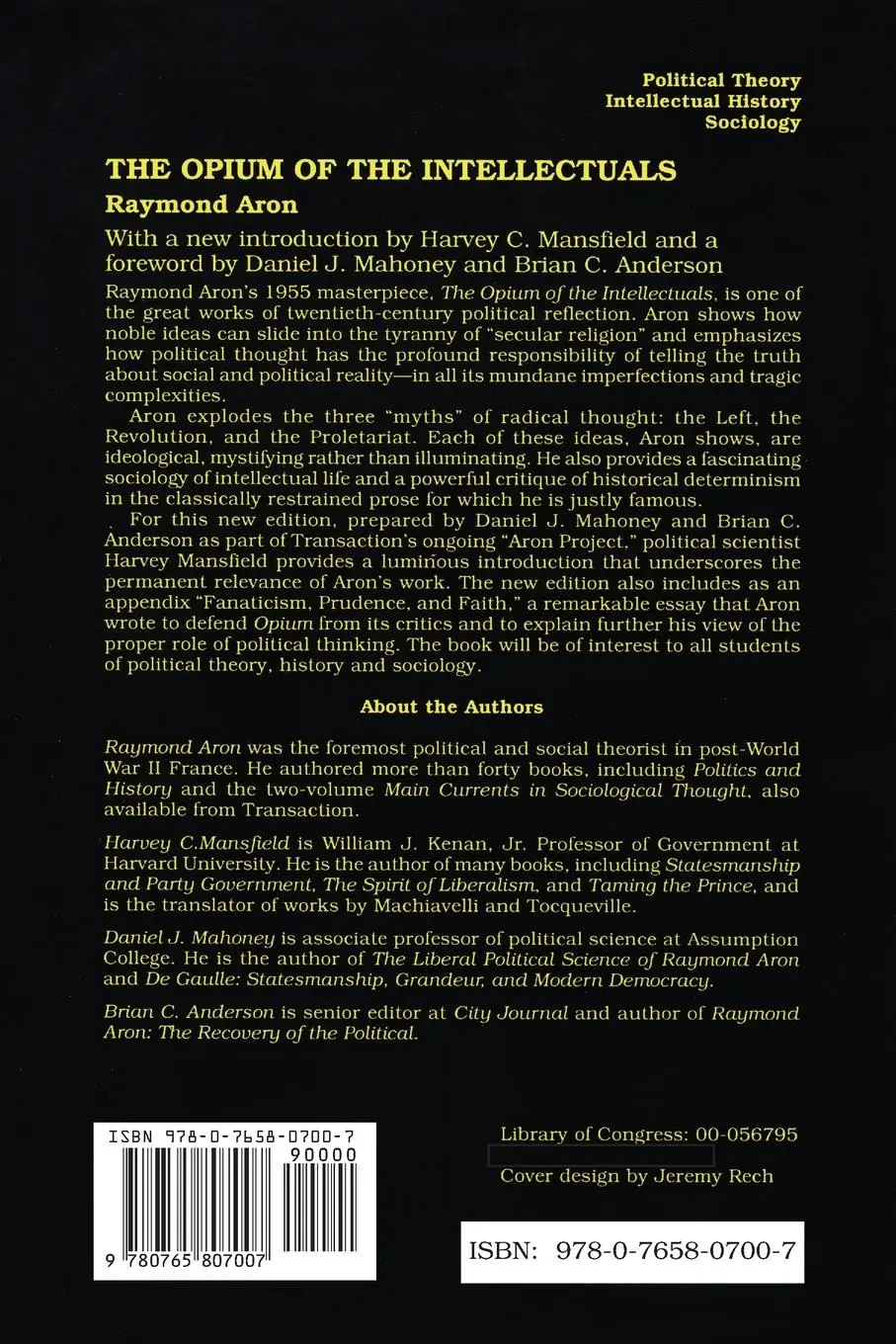 Rückseite: 9780765807007 | The Opium of the Intellectuals | Raymond Aron | Taschenbuch | Englisch