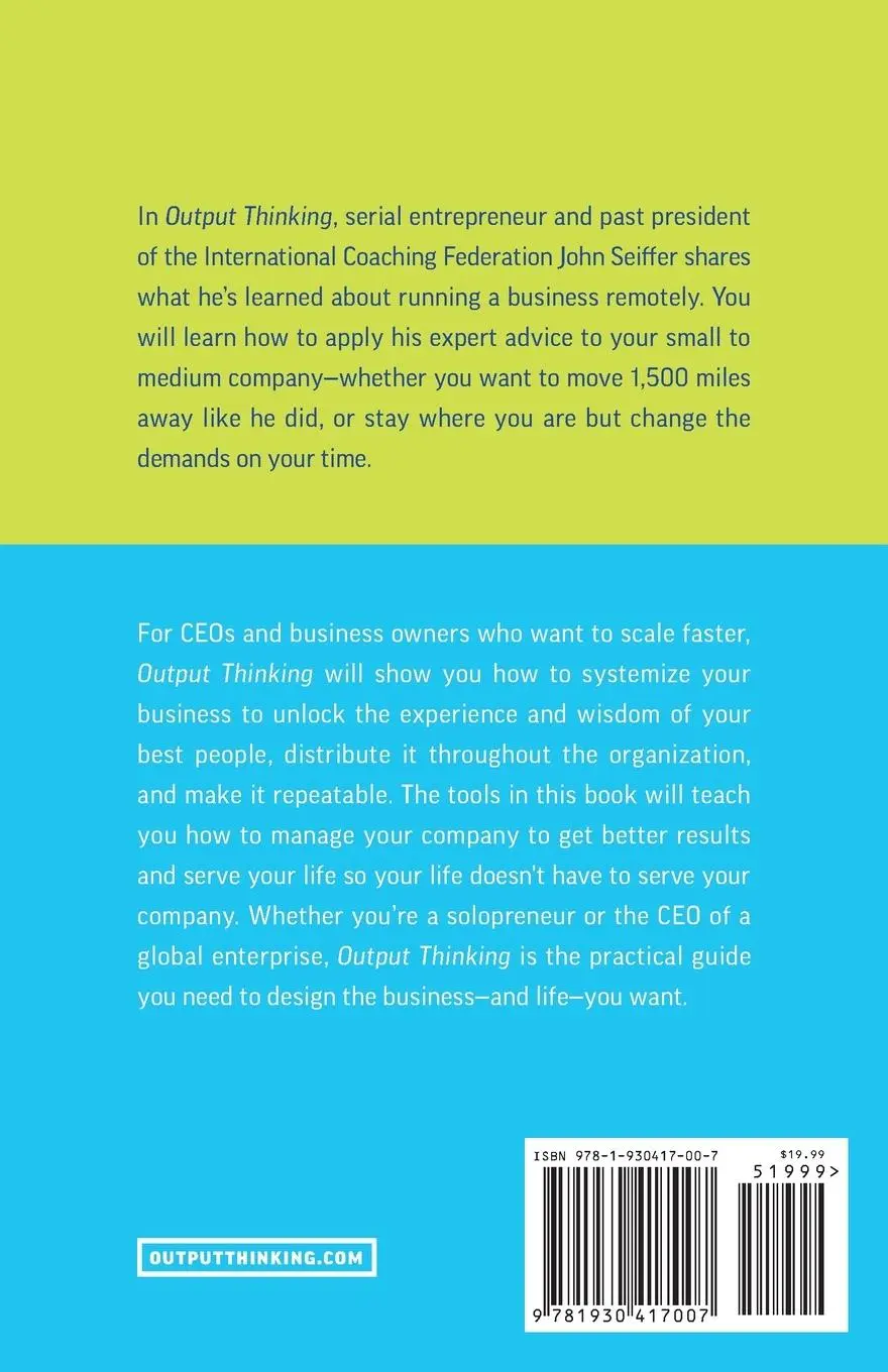 Rückseite: 9781930417007 | Output Thinking | Scale Faster, Manage Better, Transform Your Company