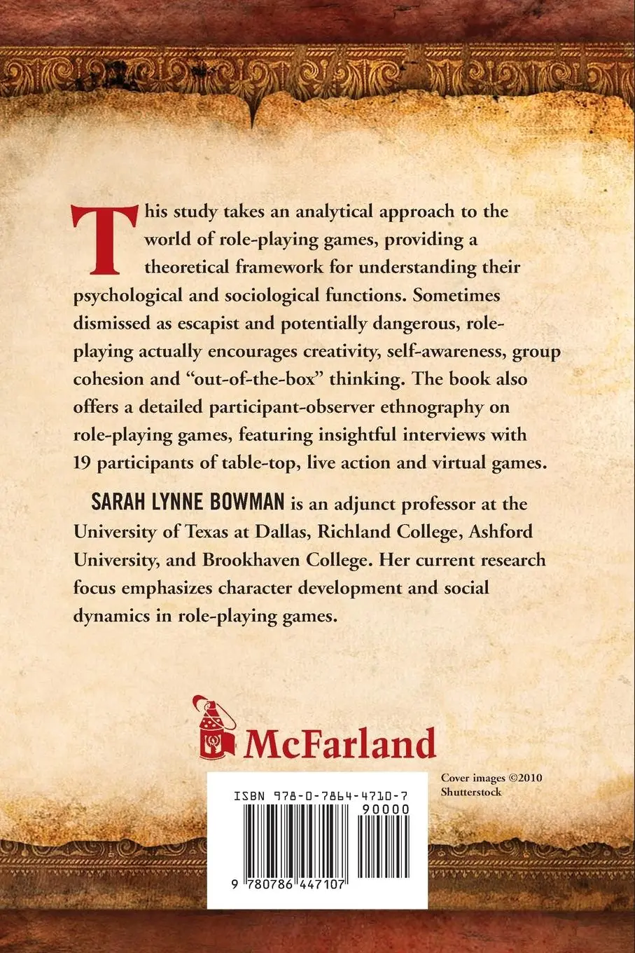 Rückseite: 9780786447107 | The Functions of Role-Playing Games | Sarah Lynne Bowman | Taschenbuch