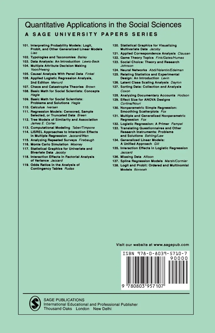 Rückseite: 9780803957107 | Regression Models | Censored, Sample Selected, or Truncated Data