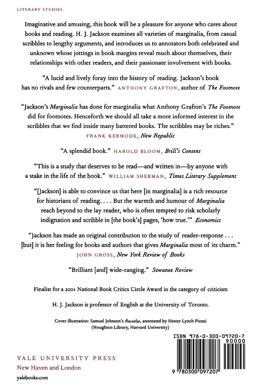 Rückseite: 9780300097207 | Marginalia | Readers Writing in Books | H. J. Jackson | Taschenbuch