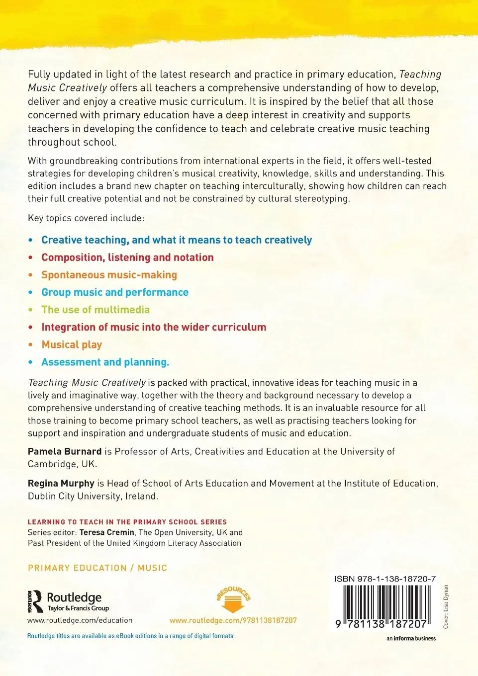 Rückseite: 9781138187207 | Teaching Music Creatively | Pamela Burnard (u. a.) | Taschenbuch