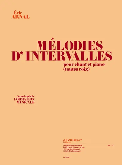 Cover: 9790230797207 | ARNAL MELODIES D'INTERVALLES FORMATION MUSICALE/CHANT ET PIANO | Arnal