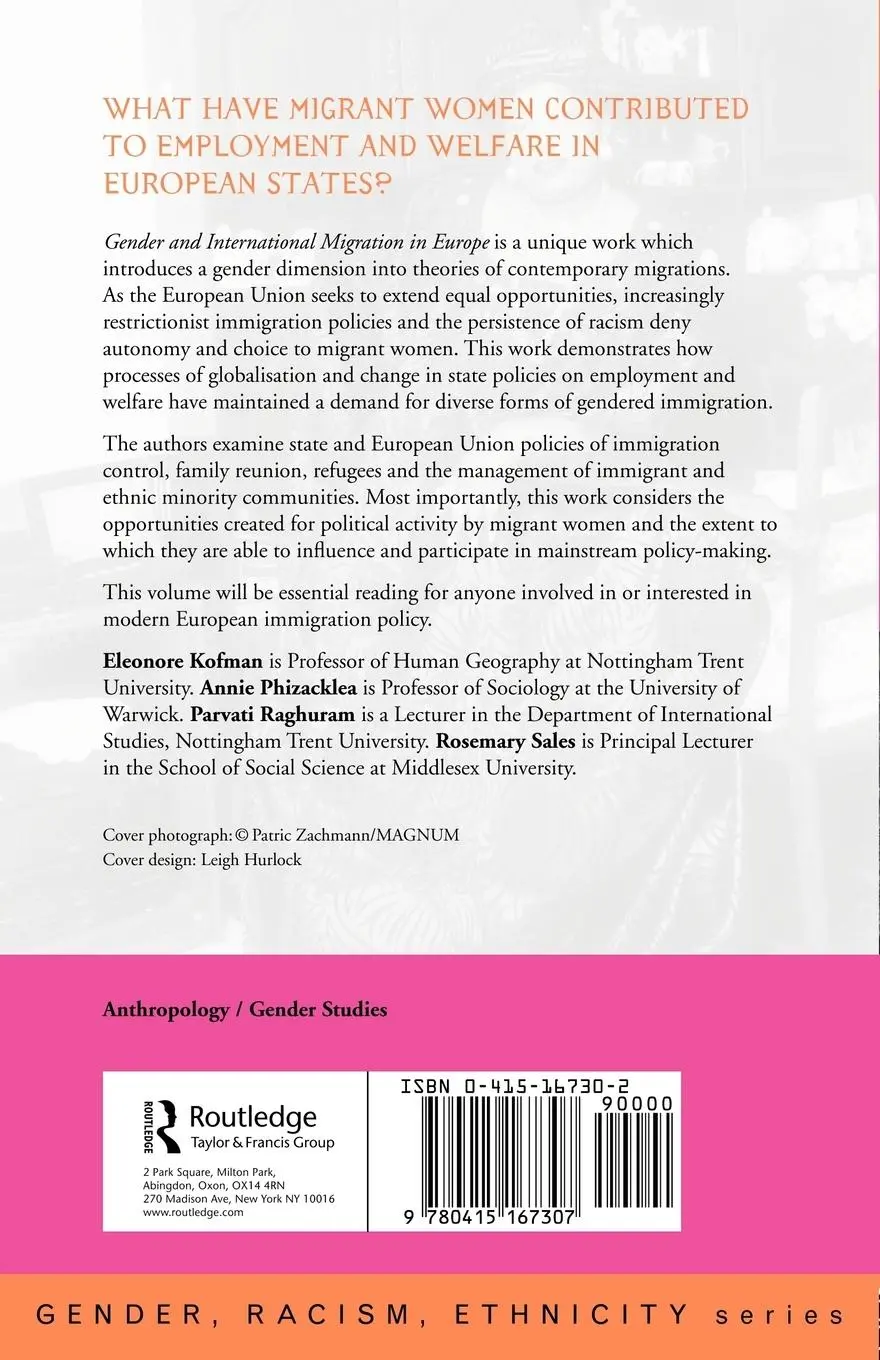Rückseite: 9780415167307 | Gender and International Migration in Europe | Eleonore Kofman (u. a.)