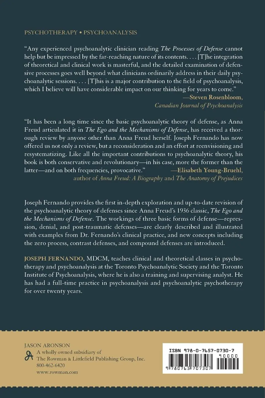 Rückseite: 9780765707307 | The Processes of Defense | Trauma, Drives, and Reality A New Synthesis