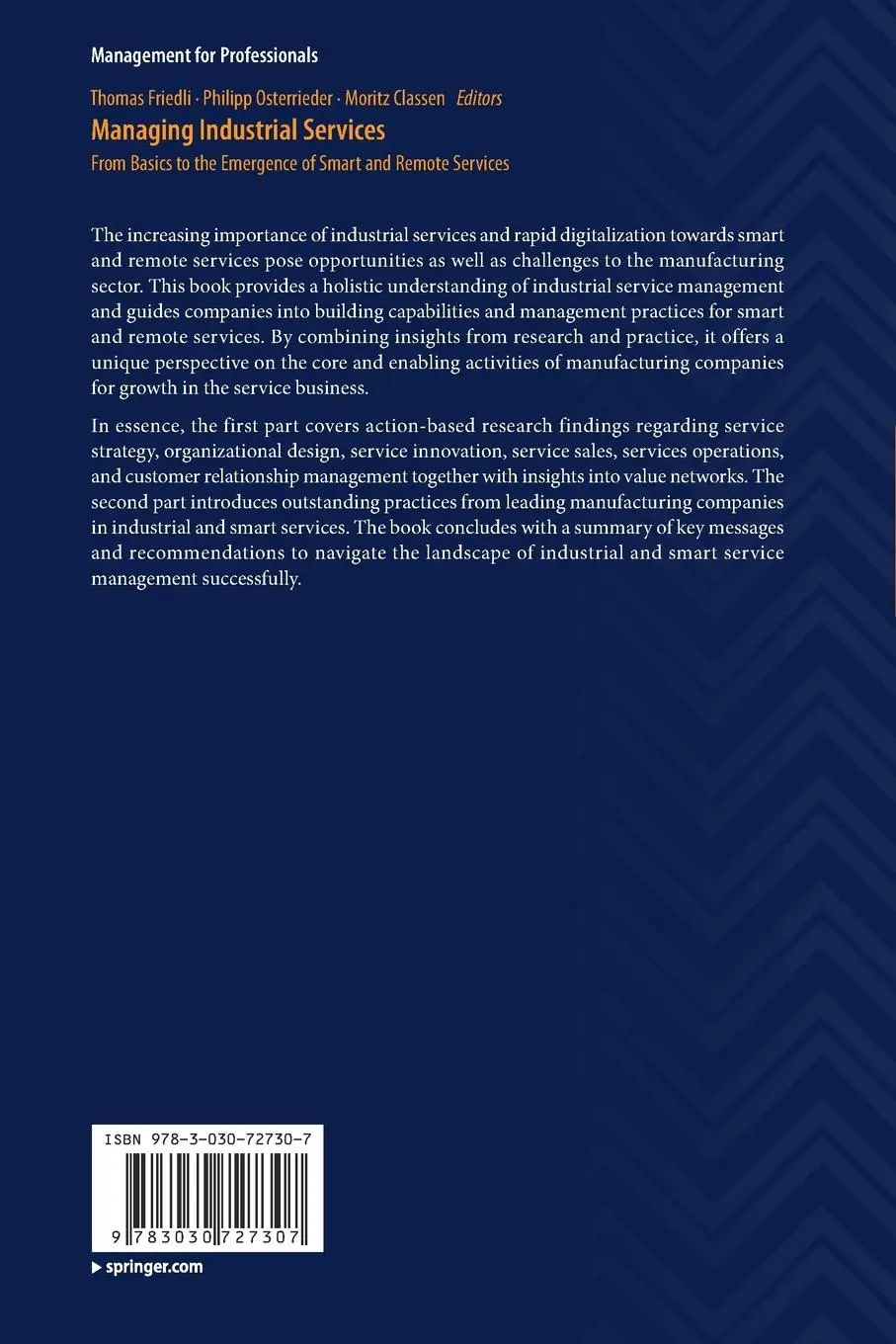 Rückseite: 9783030727307 | Managing Industrial Services | Thomas Friedli (u. a.) | Taschenbuch