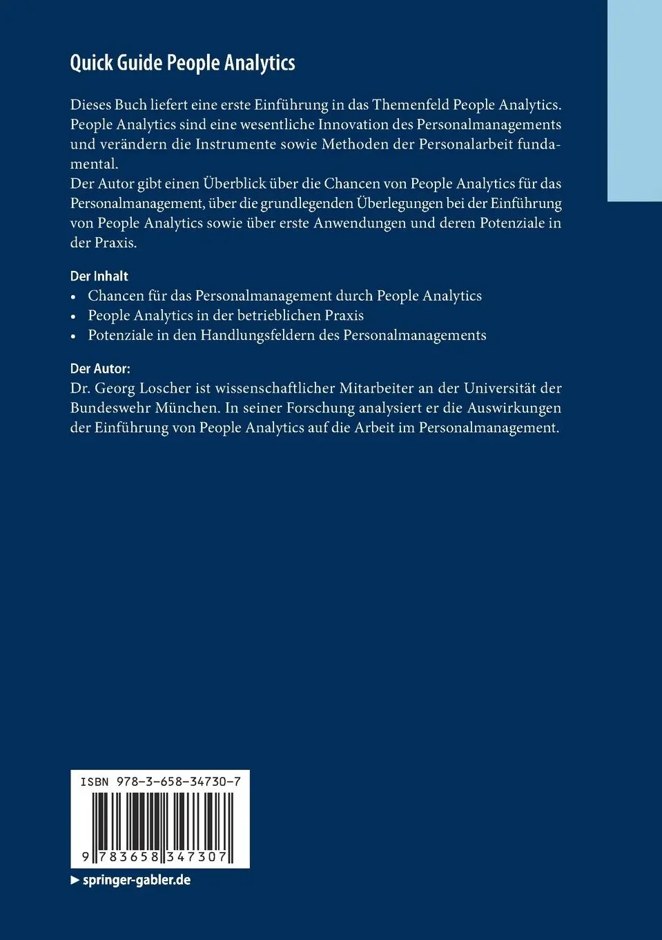 Rückseite: 9783658347307 | Quick Guide People Analytics | Georg Loscher | Taschenbuch | Paperback