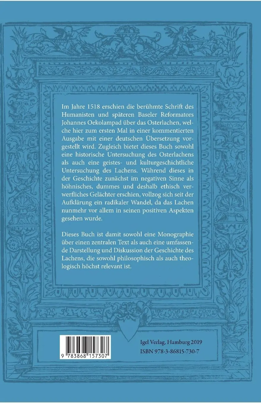 Rückseite: 9783868157307 | Das Osterlachen. Darstellung der Kulturgeschichte und Theologie des...