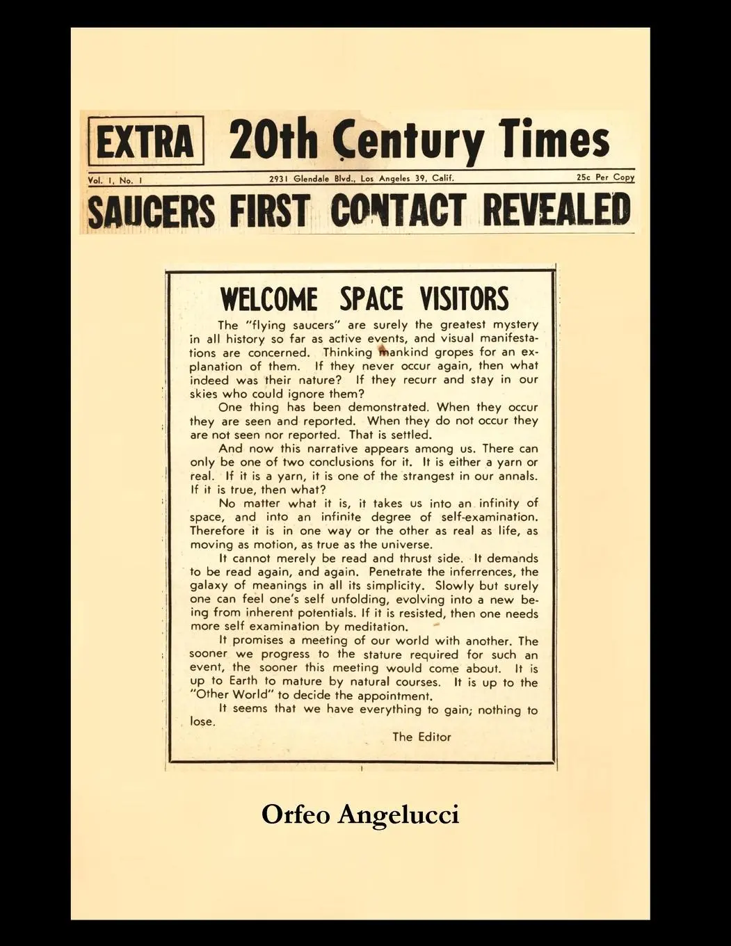 Cover: 9781955087407 | SAUCERS FIRST CONTACTED REVEALED 20Th Century Times | Orfeo Angelucci
